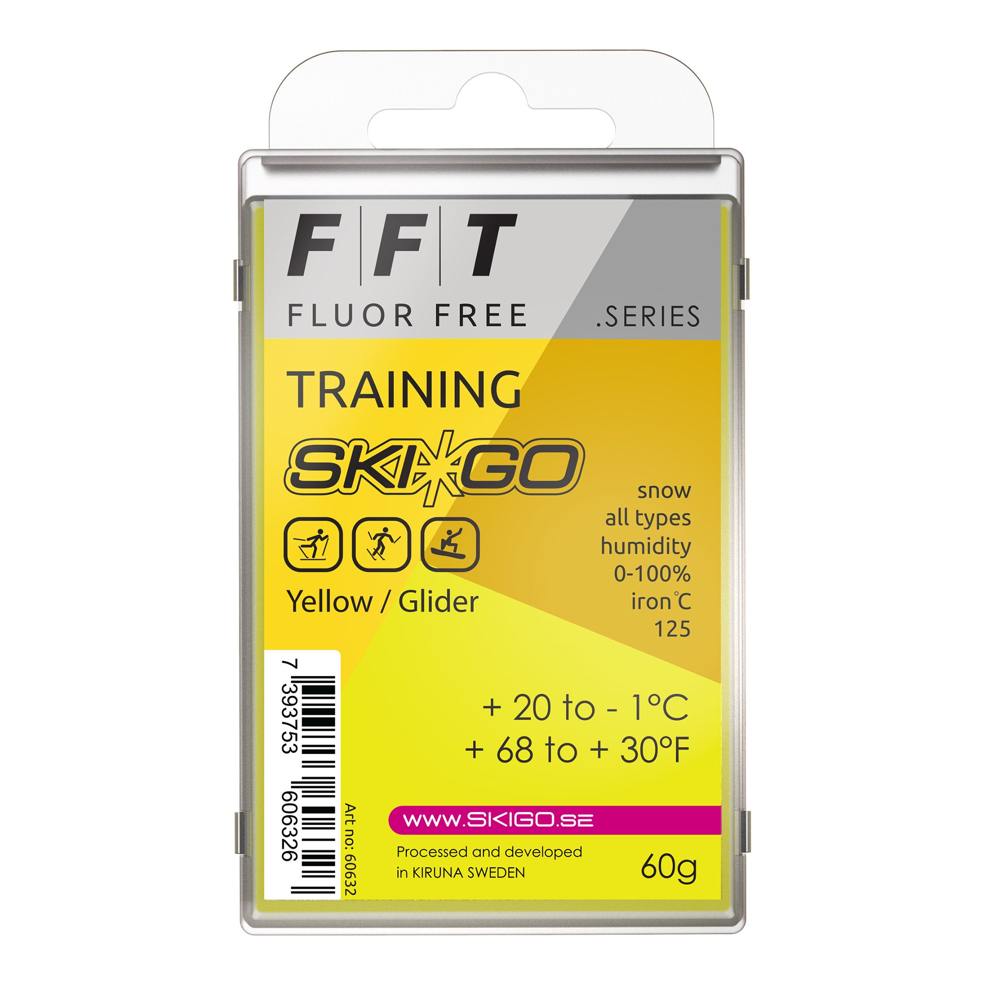 Skigo FFT Yellow Glider +20/-1, 60g Skidvalla